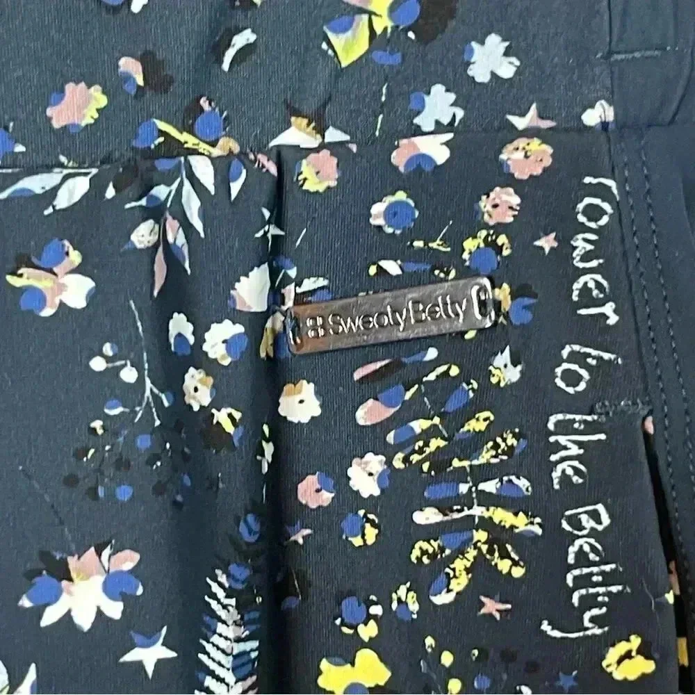 Sweaty Betty London Women's S Mellow Printed 7/8 Trousers Beetle Blue Stay Wild